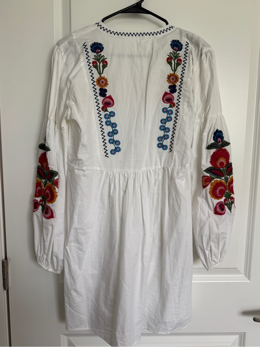 White Embroidered Boho Tunic with Tassels | Beach Cover Up - Picture 7 of 7